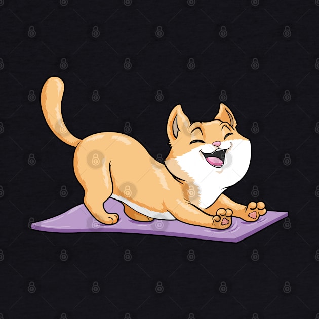 Cute cat on a yoga mat by Markus Schnabel